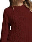 Full Size Cable - Knit Mini Sweater Dress Plus Size - FLORENTINE IRIS