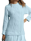 Full Size Cable - Knit Mini Sweater Dress Plus Size - FLORENTINE IRIS