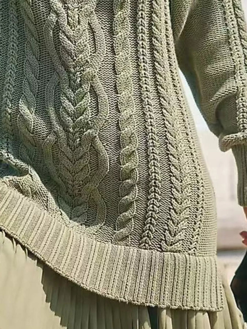 Full Size Cable - Knit Mini Sweater Dress Plus Size - FLORENTINE IRIS