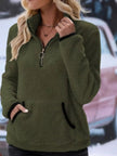 Full Size Cozy Fleece Quarter Zip Long Sleeve Sweatshirt Plus Size - FLORENTINE IRIS