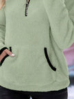Full Size Cozy Fleece Quarter Zip Long Sleeve Sweatshirt Plus Size - FLORENTINE IRIS