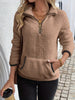 Full Size Cozy Fleece Quarter Zip Long Sleeve Sweatshirt Plus Size - FLORENTINE IRIS