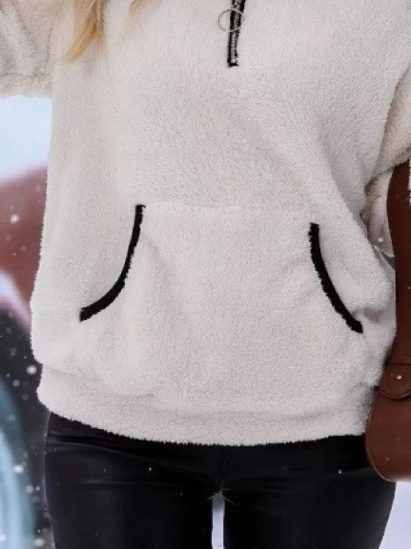 Full Size Cozy Fleece Quarter Zip Long Sleeve Sweatshirt Plus Size - FLORENTINE IRIS