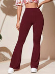 Full Size High - Waist Flare Active Pants Plus Size - FLORENTINE IRIS
