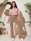 Full Size High - Waist Flare Active Pants Plus Size - FLORENTINE IRIS