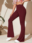 Full Size High - Waist Flare Active Pants Plus Size - FLORENTINE IRIS