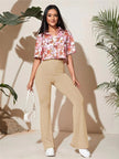 Full Size High - Waist Flare Active Pants Plus Size - FLORENTINE IRIS