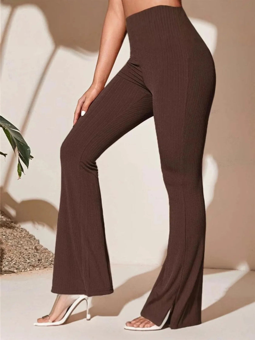 Full Size High - Waist Flare Active Pants Plus Size - FLORENTINE IRIS
