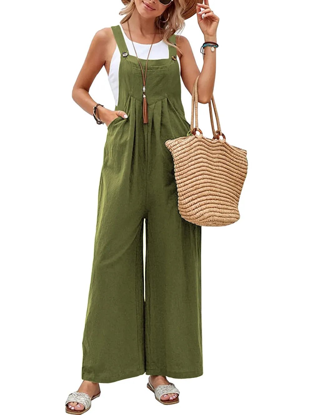 Full Size Square Neck Wide Strap Overalls - FLORENTINE IRIS