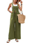 Full Size Square Neck Wide Strap Overalls - FLORENTINE IRIS