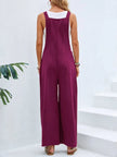 Full Size Square Neck Wide Strap Overalls - FLORENTINE IRIS