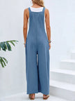 Full Size Square Neck Wide Strap Overalls - FLORENTINE IRIS