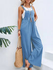 Full Size Square Neck Wide Strap Overalls - FLORENTINE IRIS