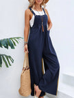 Full Size Square Neck Wide Strap Overalls - FLORENTINE IRIS
