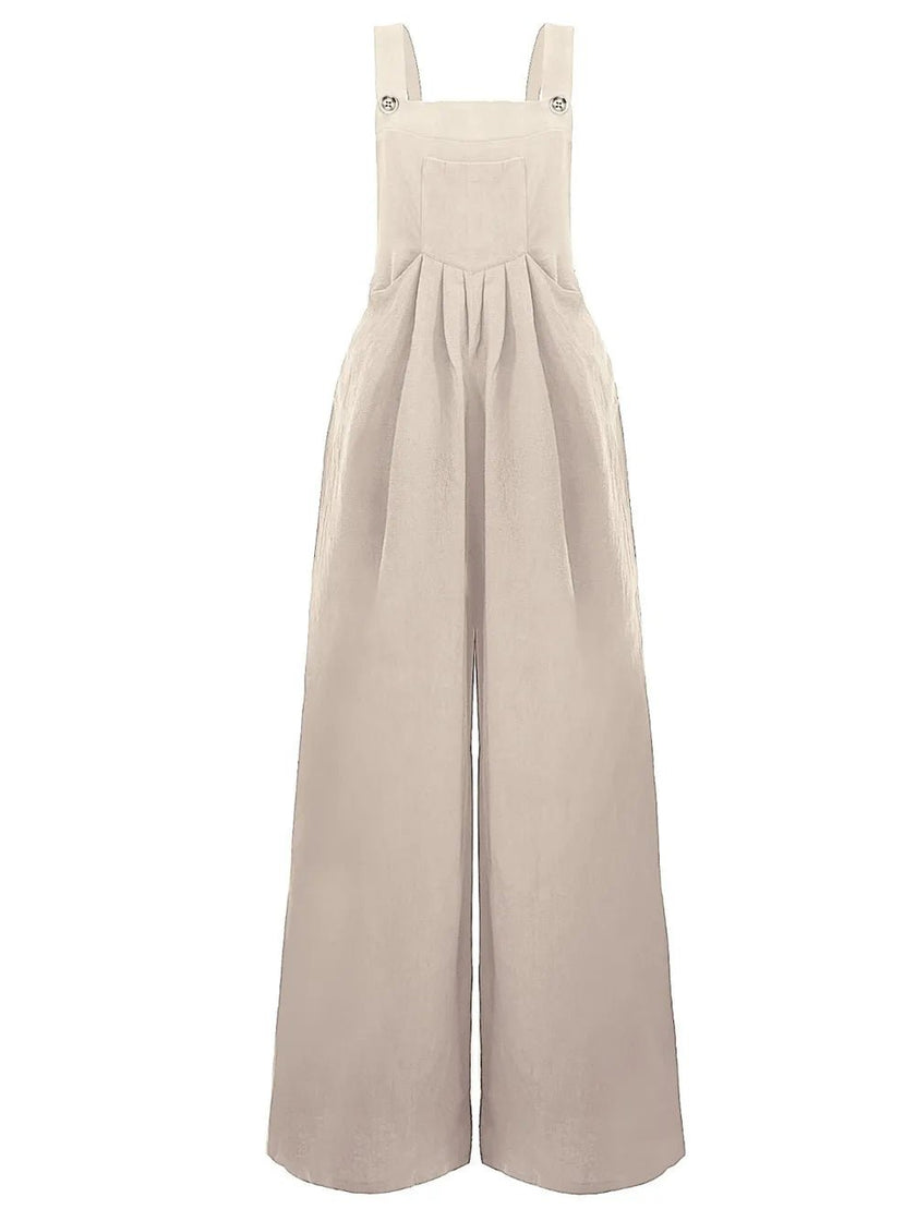 Full Size Square Neck Wide Strap Overalls - FLORENTINE IRIS