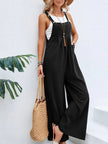 Full Size Square Neck Wide Strap Overalls - FLORENTINE IRIS