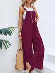Full Size Square Neck Wide Strap Overalls - FLORENTINE IRIS