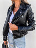 Full Size Zip Up Leather Motorcycle Biker Jacket Plus Size - FLORENTINE IRIS