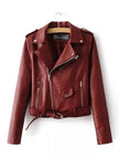 Full Size Zip Up Leather Motorcycle Biker Jacket Plus Size - FLORENTINE IRIS