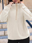 Half Zip Dropped Shoulder Sweatshirt - FLORENTINE IRIS