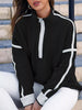 Half Zip Dropped Shoulder Sweatshirt - FLORENTINE IRIS