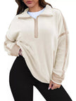 Half Zip Dropped Shoulder Sweatshirt - FLORENTINE IRIS