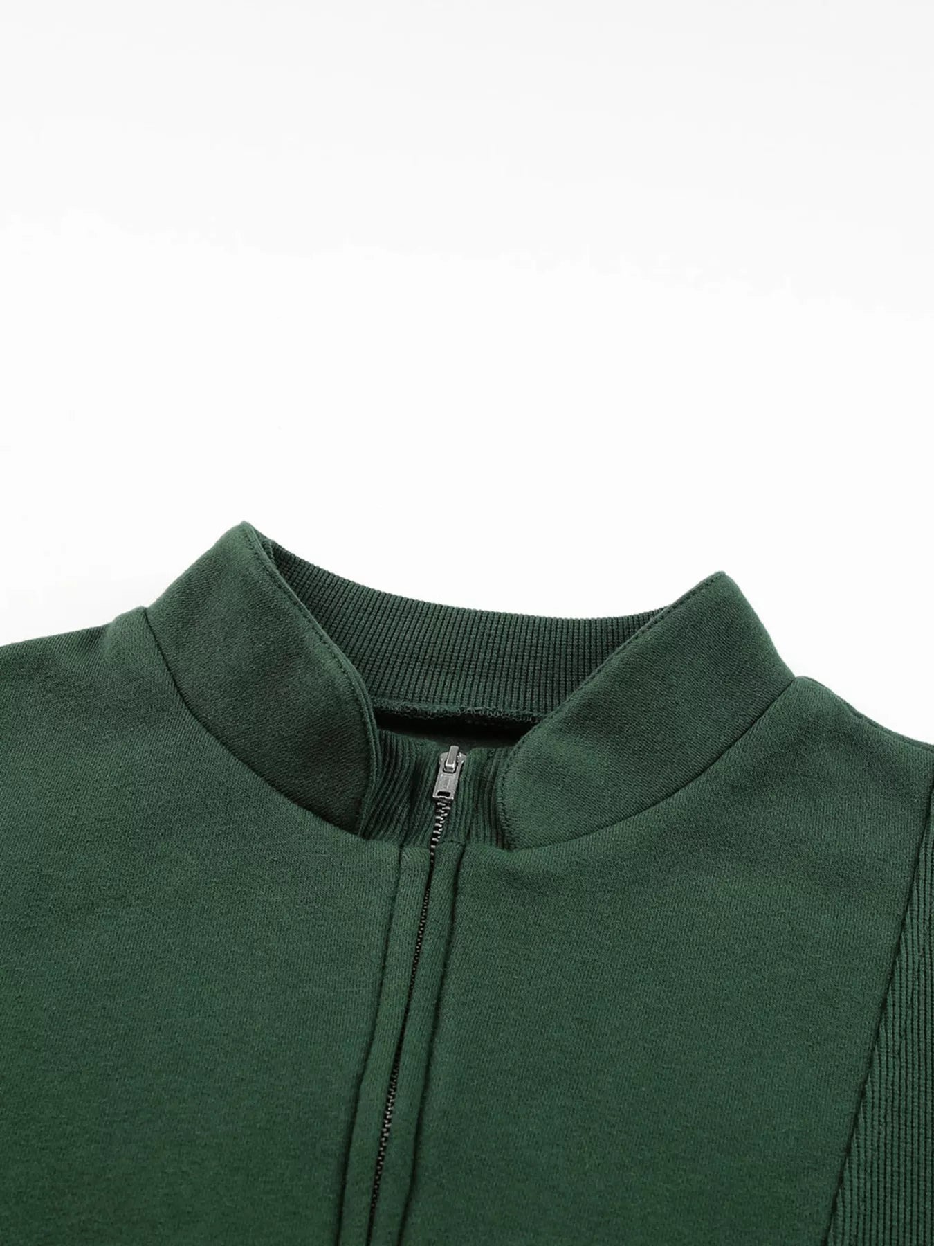 Half Zip Stand Collar Exposed Seam Solid Color Casual Sweatshirt - FLORENTINE IRIS