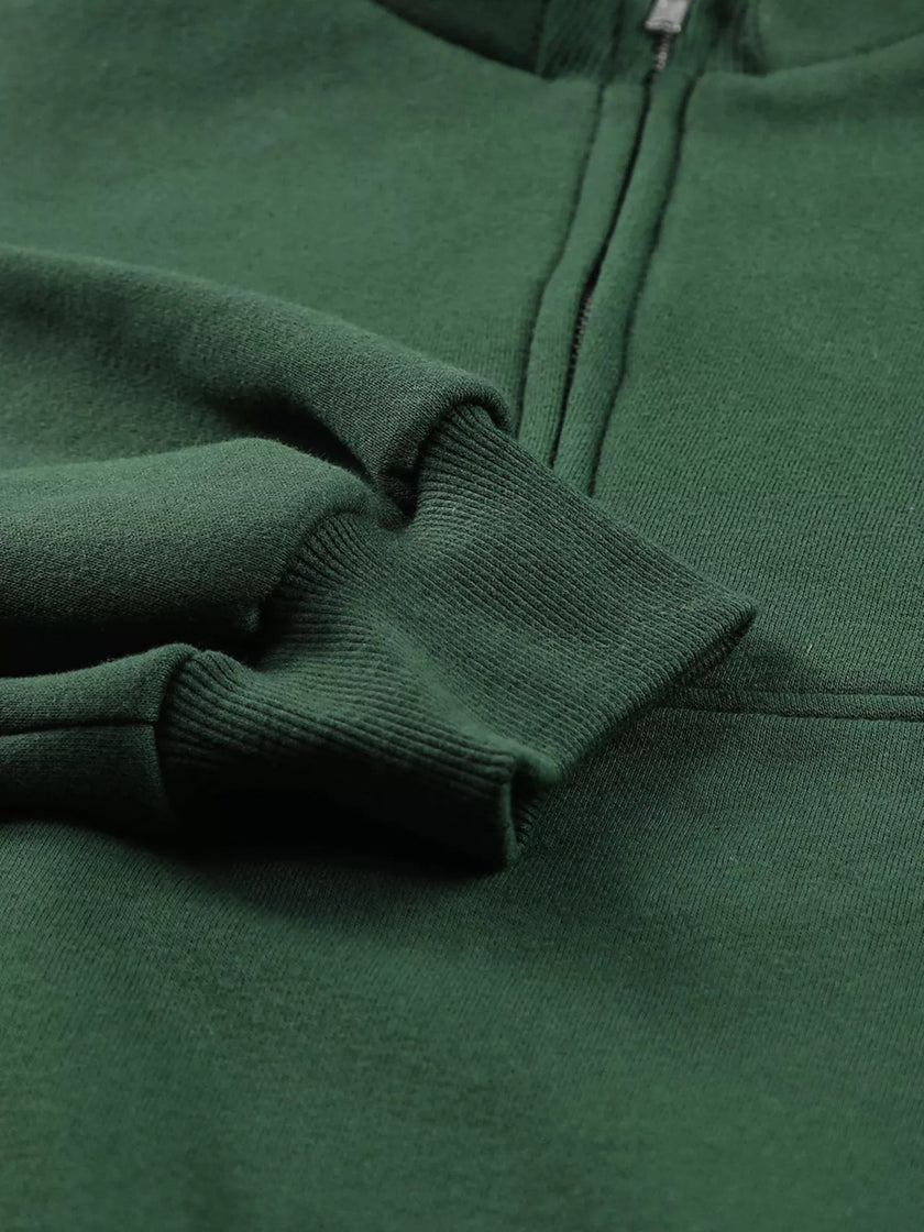 Half Zip Stand Collar Exposed Seam Solid Color Casual Sweatshirt - FLORENTINE IRIS