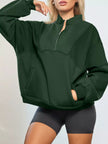 Half Zip Stand Collar Exposed Seam Solid Color Casual Sweatshirt - FLORENTINE IRIS