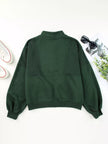 Half Zip Stand Collar Exposed Seam Solid Color Casual Sweatshirt - FLORENTINE IRIS