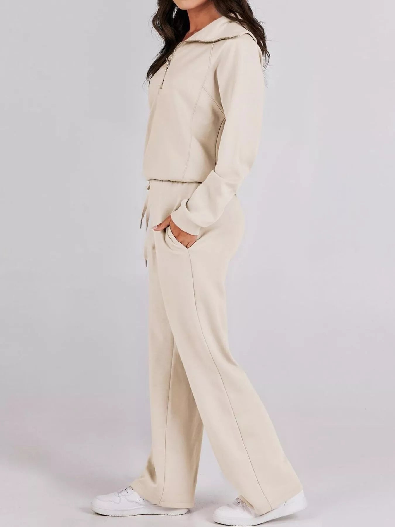 Half Zip Sweatshirt and Pants Set - FLORENTINE IRIS