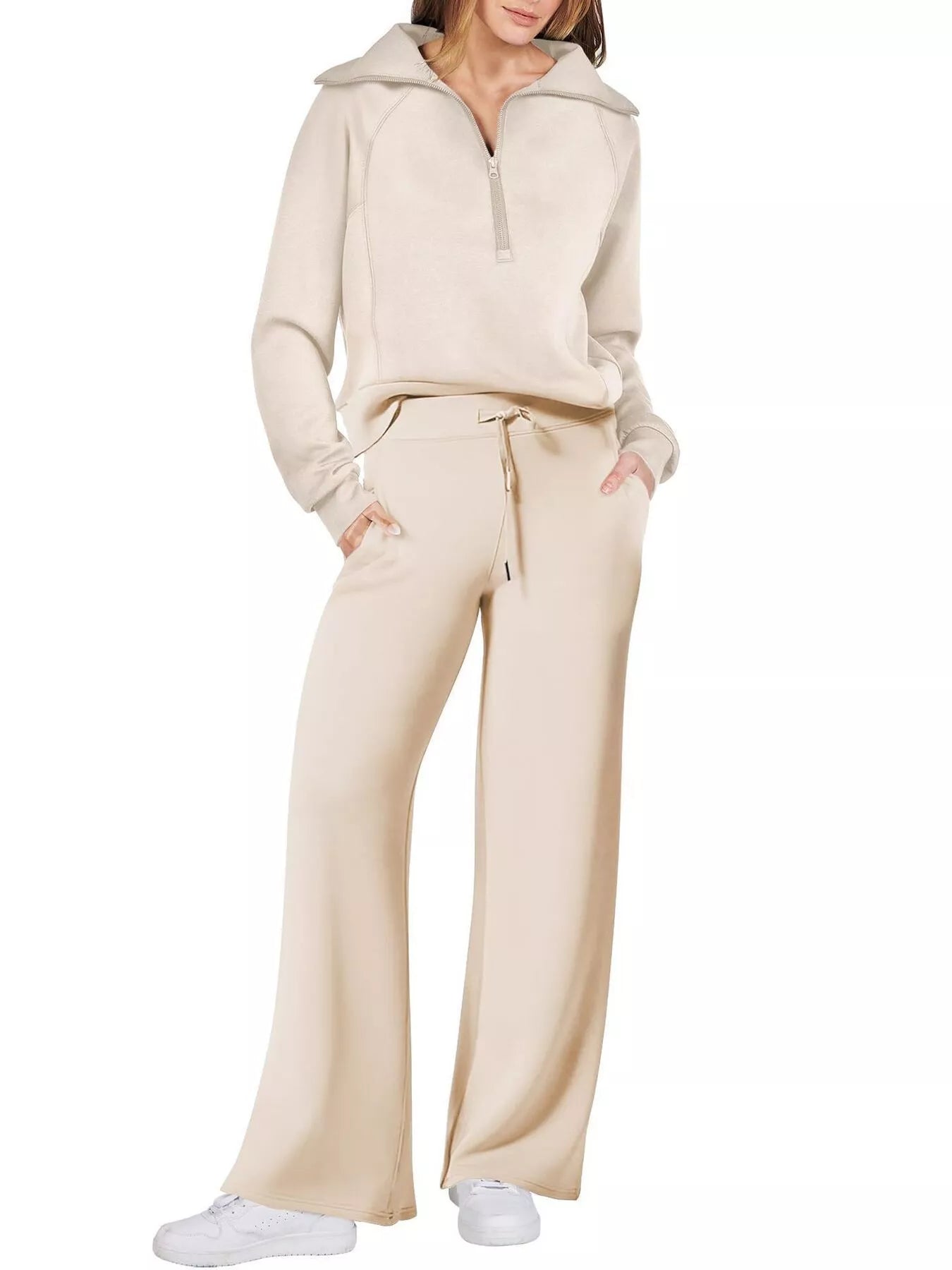 Half Zip Sweatshirt and Pants Set - FLORENTINE IRIS