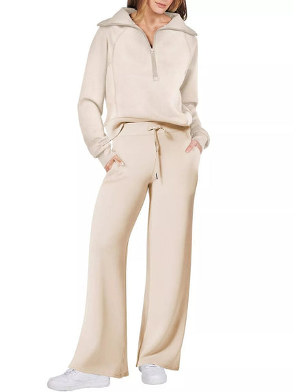 Half Zip Sweatshirt and Pants Set - FLORENTINE IRIS