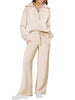 Half Zip Sweatshirt and Pants Set - FLORENTINE IRIS