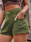 High Waist Denim Shorts with Pockets - FLORENTINE IRIS
