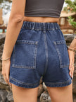 High Waist Denim Shorts with Pockets - FLORENTINE IRIS