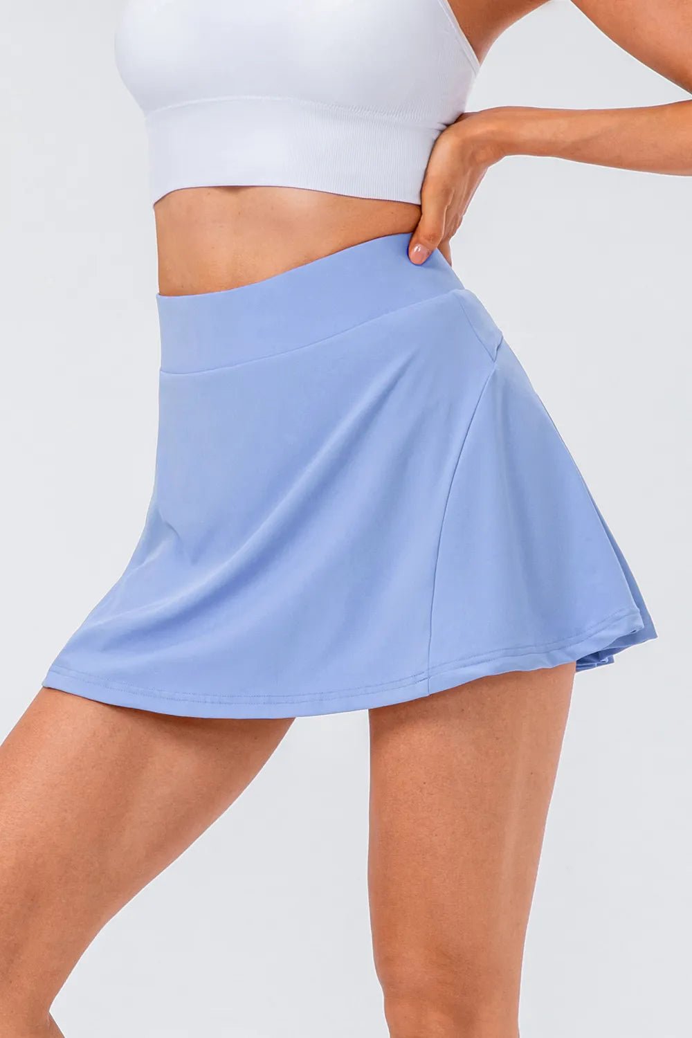 High Waist Pleated Active Skirt - FLORENTINE IRIS