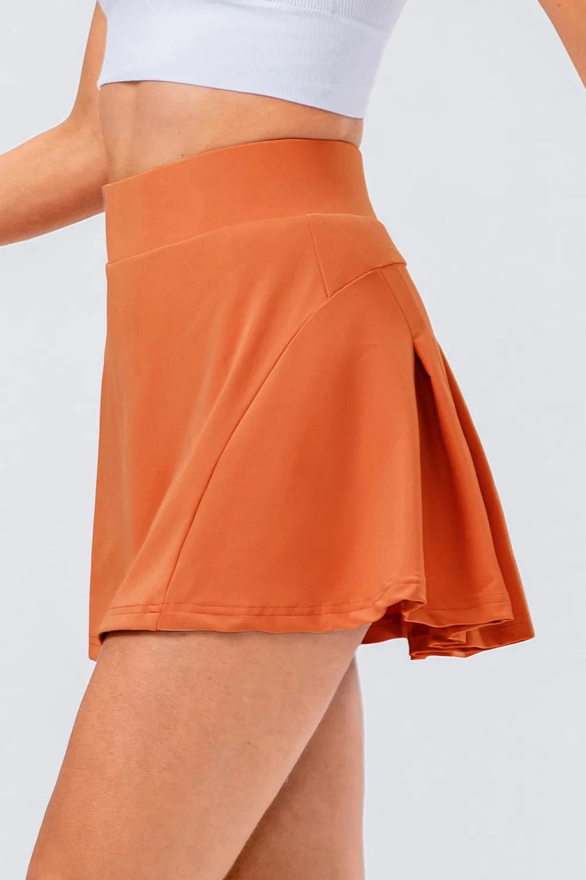 High Waist Pleated Active Skirt - FLORENTINE IRIS