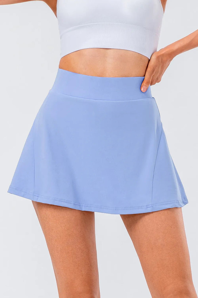 High Waist Pleated Active Skirt - FLORENTINE IRIS