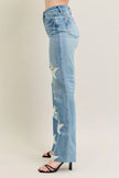 High Waist Rigid Magic Star Shaped Destroy 90's Straight Jeans Plus Size - FLORENTINE IRIS