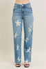 High Waist Rigid Magic Star Shaped Destroy 90's Straight Jeans Plus Size - FLORENTINE IRIS