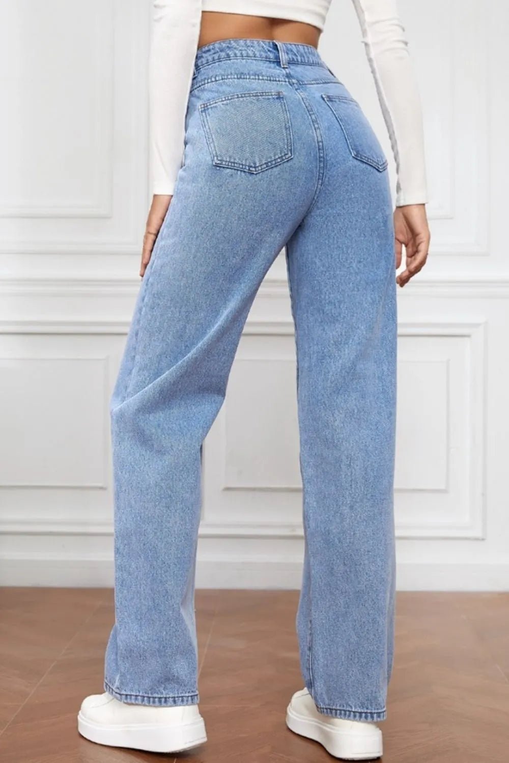 High Waist Straight Jeans - FLORENTINE IRIS