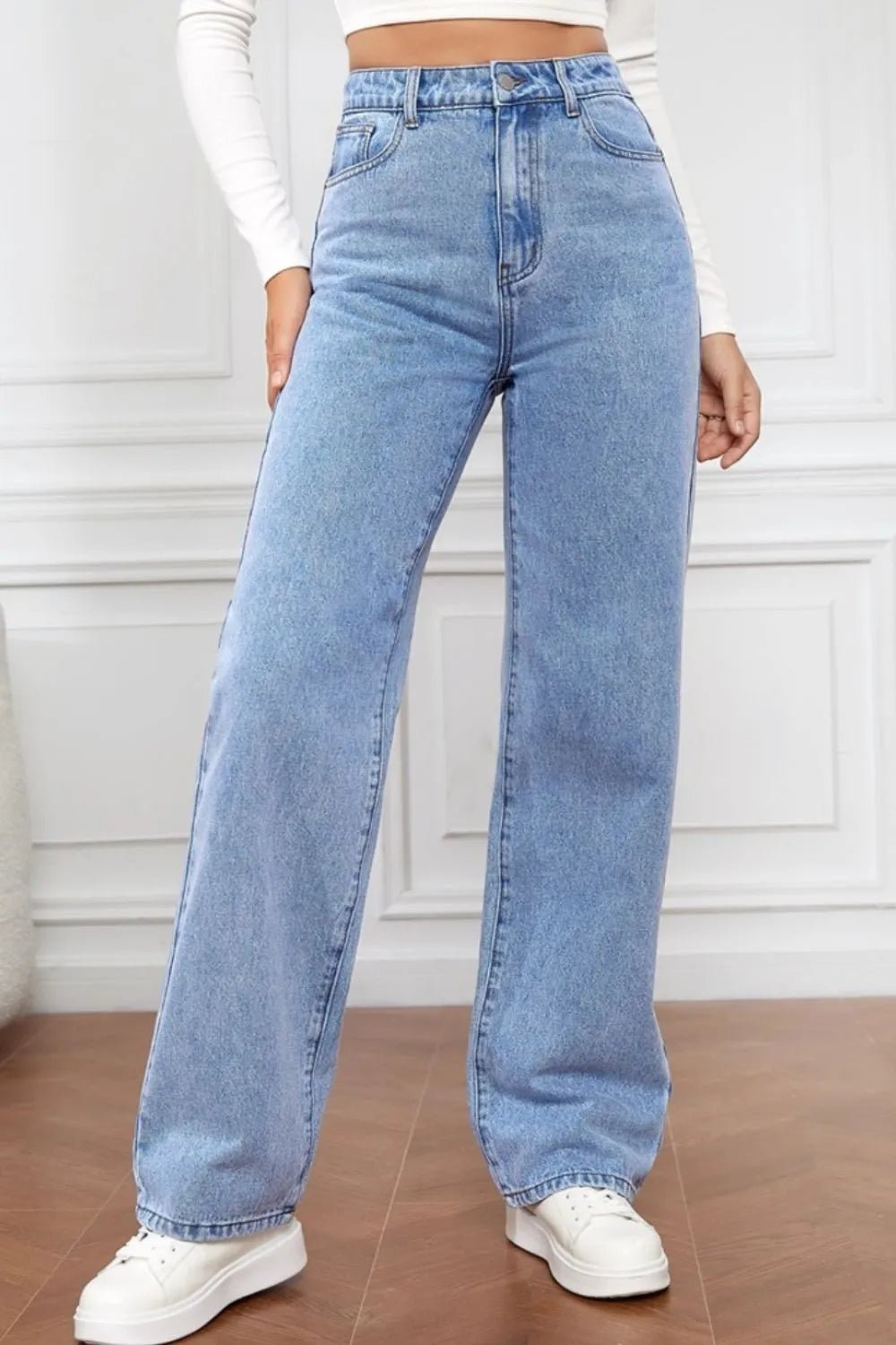 High Waist Straight Jeans - FLORENTINE IRIS