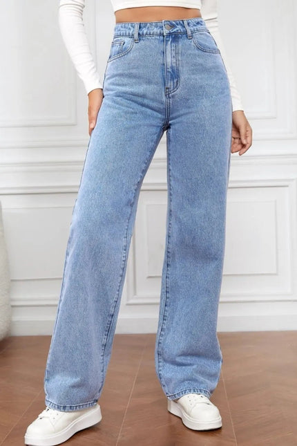 High Waist Straight Jeans - FLORENTINE IRIS