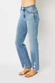 High Waist Straight Jeans with Heavy Destroy Plus Size - FLORENTINE IRIS