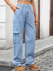 High - Waisted Cargo Jeans - FLORENTINE IRIS