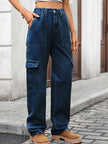 High - Waisted Cargo Jeans - FLORENTINE IRIS