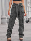 High - Waisted Multi - Pocket Cargo Jeans - FLORENTINE IRIS