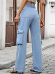 High - Waisted Multi - Pocket Cargo Jeans - FLORENTINE IRIS