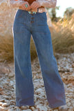 High - Waisted Wide - Leg Button - Front Jeans - FLORENTINE IRIS